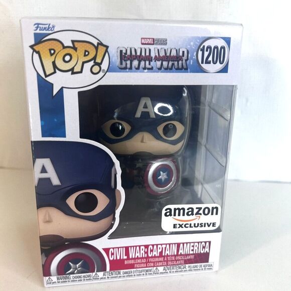 Funko Pop Marvel Civil War Captain America Amazon Exclusive Bobblehead 1200 - Picture 2 of 10